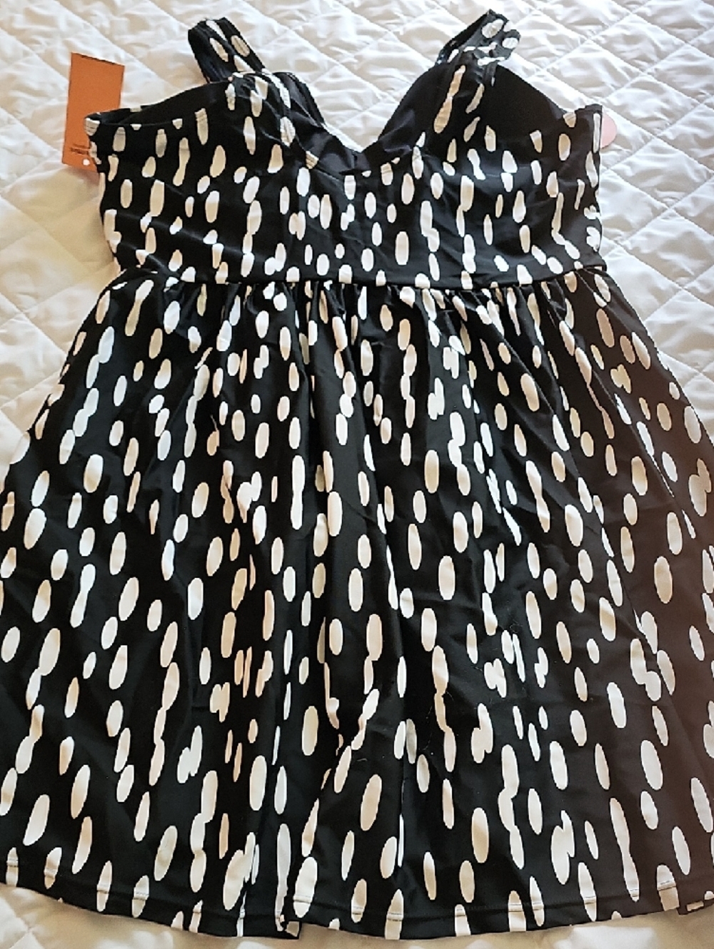 Shapermint Black and White Knot-Front Swim Dress - Picture 8 of 13